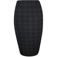 Anika Check Print Knee Length Skirt - Blue