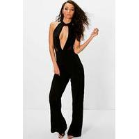 ana mesh cut out jumpsuit black