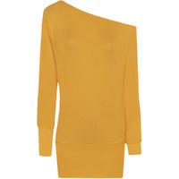 Anona Off Shoulder Long Sleeve Batwing Top - Mustard