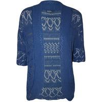 anne short sleeve crochet knitted shrug royal blue