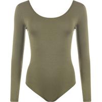 annabelle basic scoop neck long sleeve bodysuit khaki