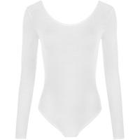 annabelle basic scoop neck long sleeve bodysuit white