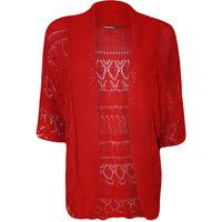 Anne Short Sleeve Crochet Knitted Shrug - Red