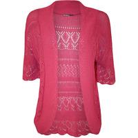 Anne Short Sleeve Crochet Knitted Shrug - Cerise