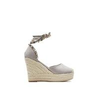 Anisa Grey Suede Studded Espadrille Wedged Sandals