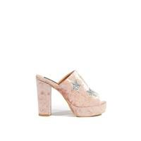 Anya Pink Star Detail Velvet Mule Heels