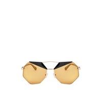 Anya Khaki Lens Gold Frame Hexagon Sunglasses