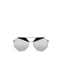 Anya Silver Lens Silver Frame Hexagon Sunglasses