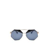 anya black lens gold frame hexagon sunglasses