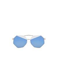 Anya Blue Lens Gold Frame Hexagon Sunglasses