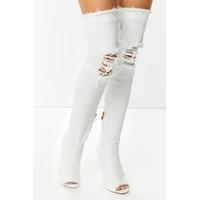 Angelina White Denim Over The Knee Boots
