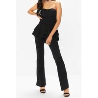 anabella black bardot frill jumpsuit