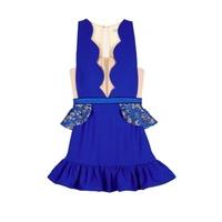 Anya LUXE Blue Lace Ruffle Sleeveless Dress