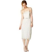 Anastasia - Women\'s Desdemona Satin Lace Bandeau Midi Dress, Ivory women\'s Long Dress in white