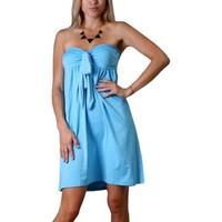 Angela Womens Bandeau Tube Knee Length Summer Holiday Dress women\'s Dress in blue