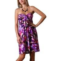 Angela Womens Bandeau Tube Knee Length Summer Holiday Dress women\'s Dress in purple