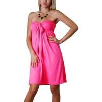 Angela Womens Bandeau Tube Knee Length Summer Holiday Dress women\'s Dress in pink