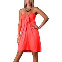 Angela Womens Bandeau Tube Knee Length Summer Holiday Dress women\'s Dress in pink