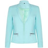 Anastasia - Turquoise Womens Short Edge To Edge Blazer women\'s Jacket in blue
