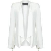 Anastasia -Womens Cream Unlined Waterfall Blazer women\'s Jacket in BEIGE