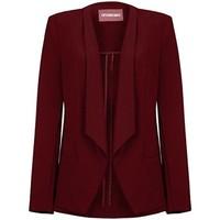 Anastasia -Womens Burgandy Unlined Waterfall Blazer women\'s Jacket in red