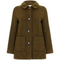 Anastasia Olive Round Collar Wool Boucle Jacket women\'s Coat in green