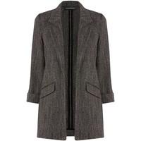 Anastasia -Black Herringbone Unlined Jacket women\'s Tracksuit jacket in black