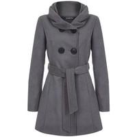 Anastasia - Grey Women\'s Hooded Belted Winter Coat women\'s Coat in grey