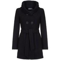 Anastasia - Black Tweed Women Hooded Belted Winter Coat women\'s Trench Coat in black