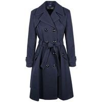 Anastasia - Women\'s Navy Winter Belted Trench Coat women\'s Coat in blue