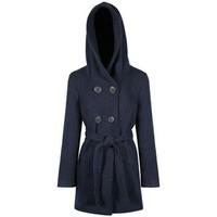 Anastasia - Navy Tweed Women\'s Hooded Belted Winter Coat women\'s Coat in blue