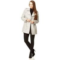 Anastasia Double Breasted Grey Boild Wool Winter Coat with Zip Detail women\'s Coat in grey