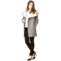 Anastasia Grey Sheepskin Collar Black Spot Print Wool Winter Coat women\'s Coat in grey