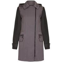 Anastasia - Womens Dark Grey black hooded zip Raincoat women\'s Parka in black