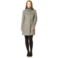 Anastasia Grey High Neck Leopard Print Wool Winter Coat women\'s Coat in grey