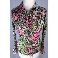 Antonino Philosophy Size 10 Black Green Pink Red Pink White and Grey Patterned Blouse