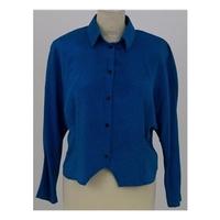 Anne Brooks, size 14P blue & black patterned blouse
