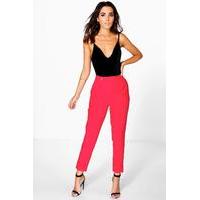 Ankle Grazer Pleat Front Woven Trousers - red