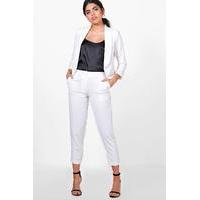 Ankle Grazer Woven Tailored Trouser - ivory