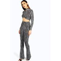 Animal Print Sparkle Trouser - black