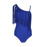 ANTIGUA - One Shoulder Electric Blue Tasselled Swimsuit