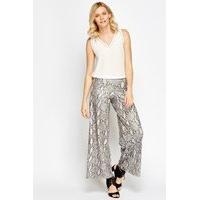 animal print wide leg olive trousers