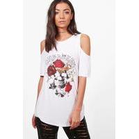Anise Oversized Cold Shoulder Band Tee - white