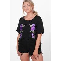 Anna Applique Oversized Tee - black