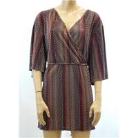 Ann Harvey Size 24 Red and Brown Crinkle Top