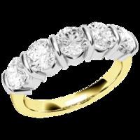 An elegant Round Brilliant Cut five stone diamond ring in 18ct yellow & white gold