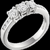 an elegant three stone diamond ring with shoulder stones in 18ct white ...