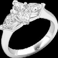 An elegant Marquise & Pear shaped three stone diamond ring in platinum