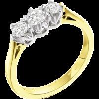 An elegant Round Brilliant Cut three stone diamond ring in 18ct yellow & white gold