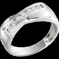 An eye catching Round Brilliant Cut channel set diamond ring in platinum